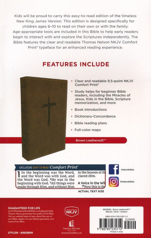 NKJV Bible for Kids Brown Leathersoft