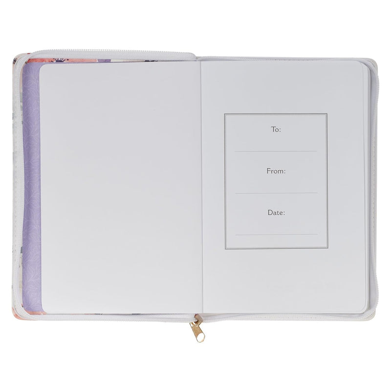 Journal: Love is Patient  Coral Poppy with Zipper Closure