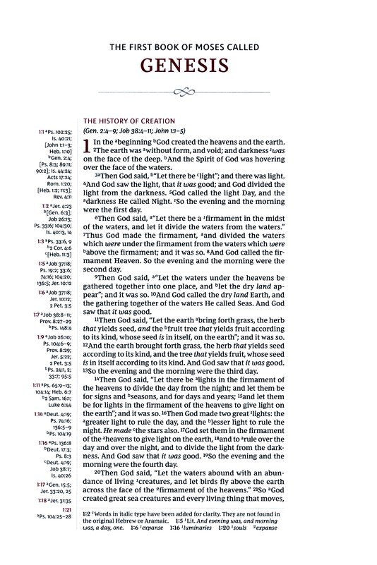 NKJV Single-Column Wide Margin Reference Black Genuine Leather (op)