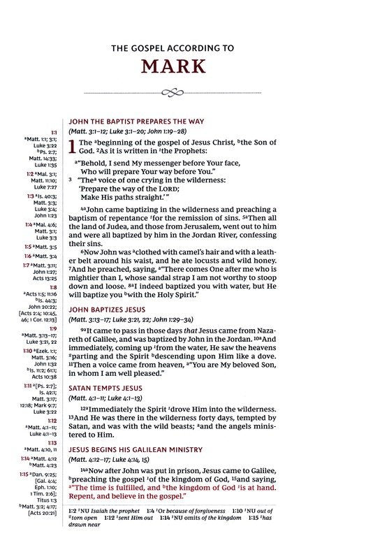 NKJV Single-Column Wide Margin Reference Black Genuine Leather (op)