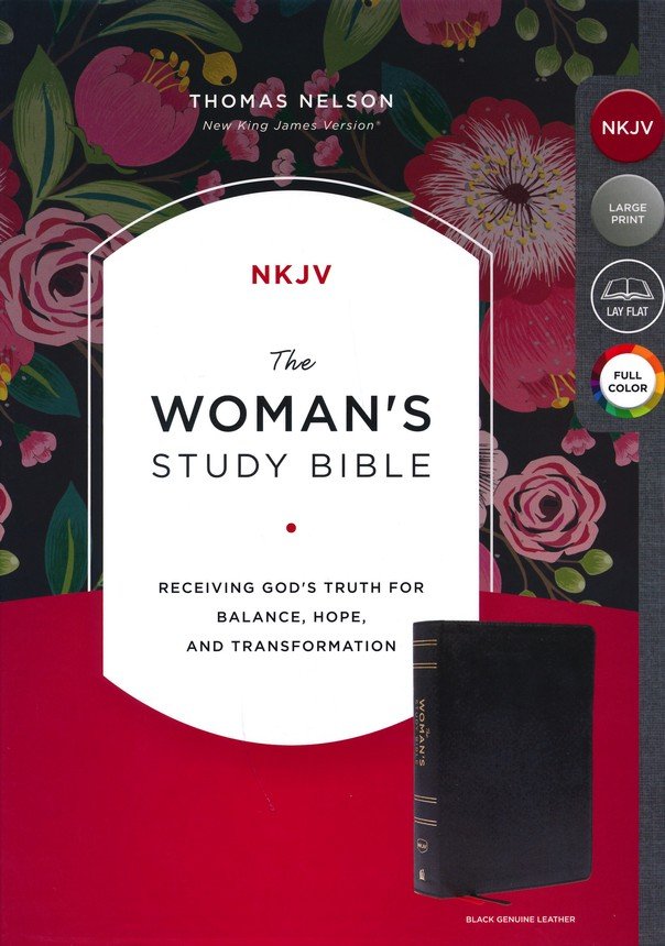 NKJV Woman's Study Bible Black Genuine Leather (op)