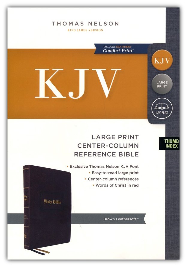 KJV Large Print Center Column Reference Bible Brown Leathersoft Indexed (op-a)