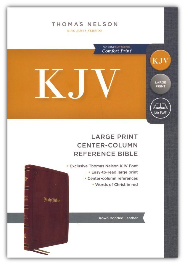 KJV Large Print Center Column Reference Bible Brown Bonded Leather