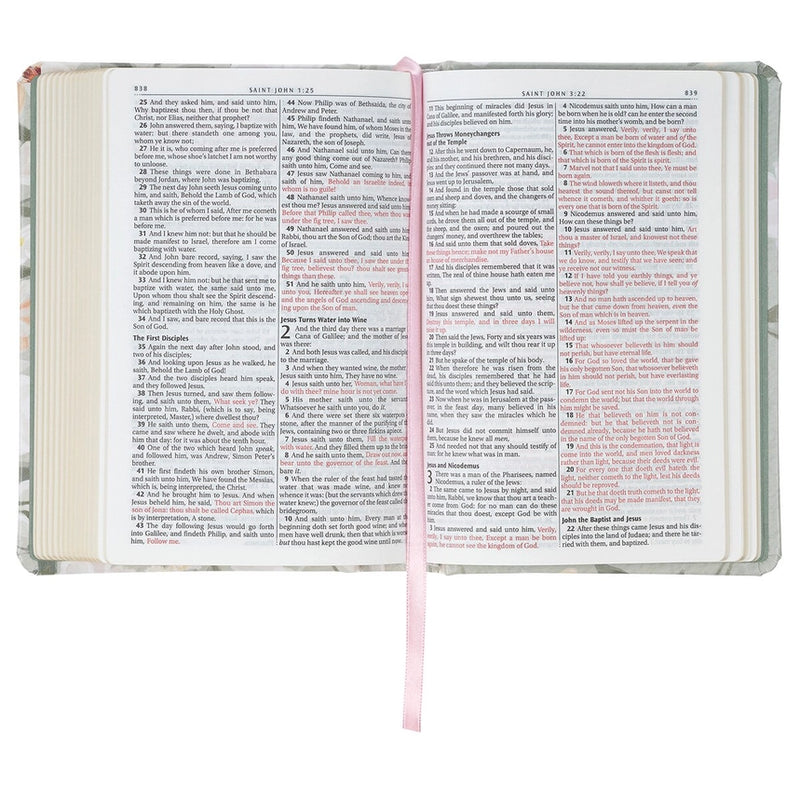 KJV Compact Bible Floral Print Faux Leather over Hardback