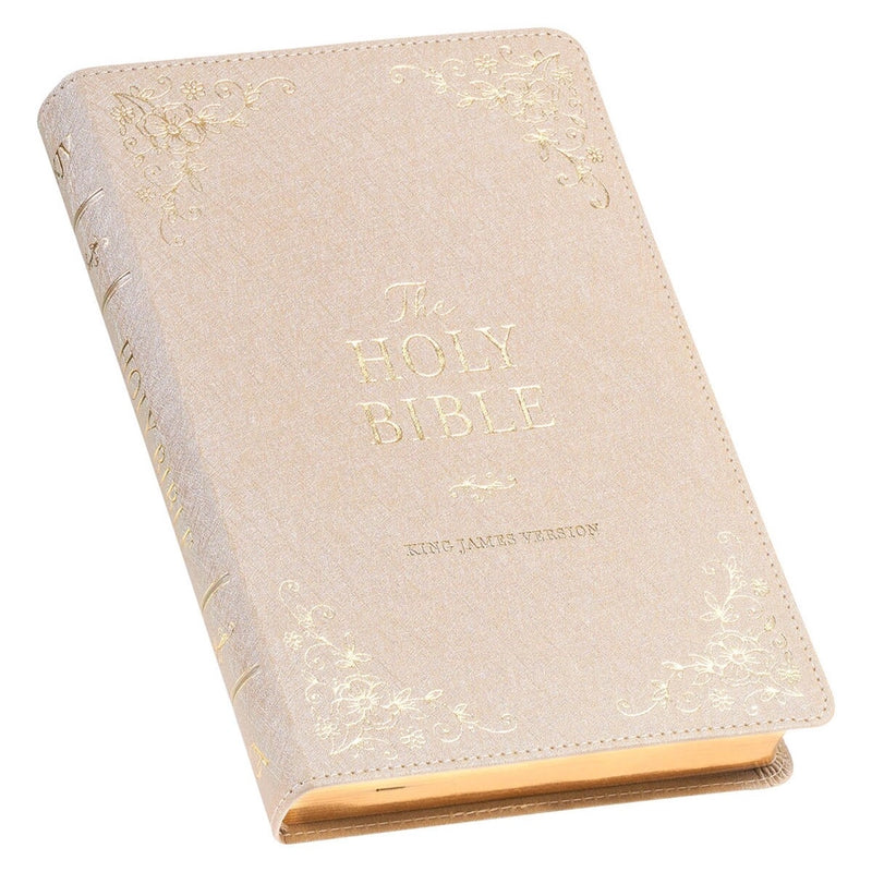 KJV Deluxe Gift Bible Pearlescent Taupe Faux Leather Indexed