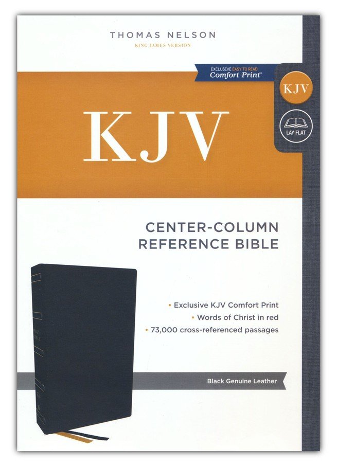 KJV Center Column Ref Bible Black Genuine Leather (op)