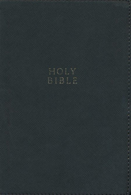 NKJV Compact Center-Column Ref. Bible Gray Leathersoft