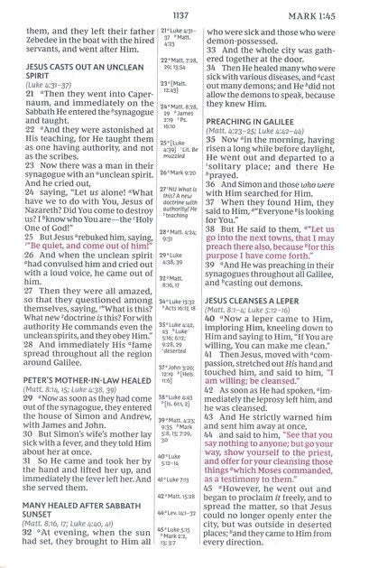 NKJV Compact Center-Column Ref. Bible Brown Leathersoft