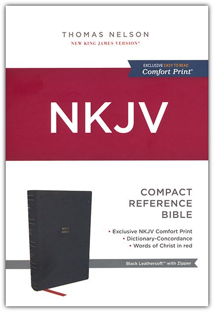 NKJV Compact Paragraph Style Bible with Zipper Black