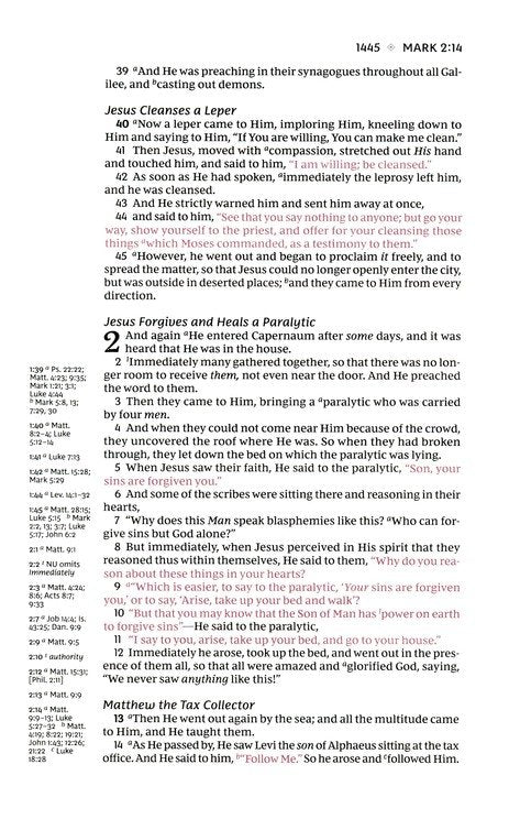 NKJV Single-Column Verse-by-Verse Ref Bible Brown Genuine Leather