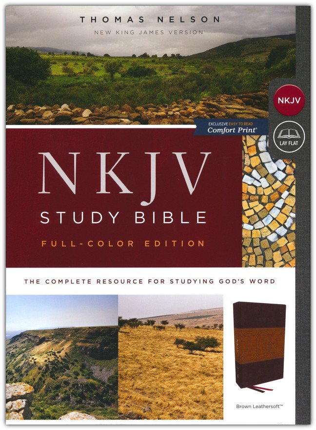 NKJV Study Bible Full Color Edition, Brown/Tan Leathersoft