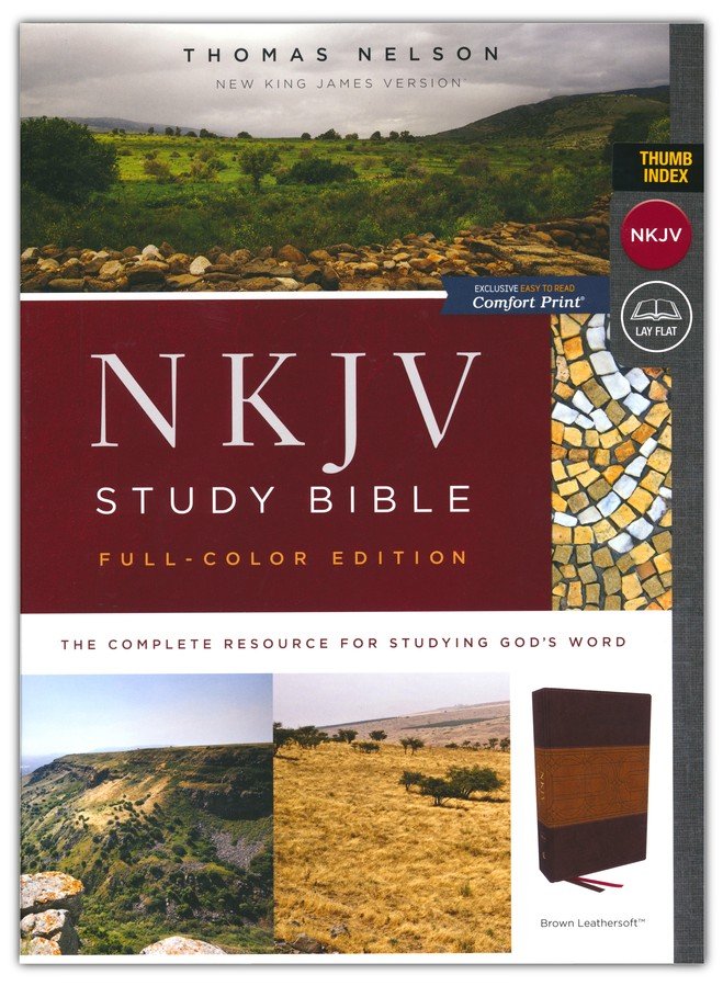 NKJV Study Bible Full Color Edition, Brown/Tan Leathersoft, Indexed