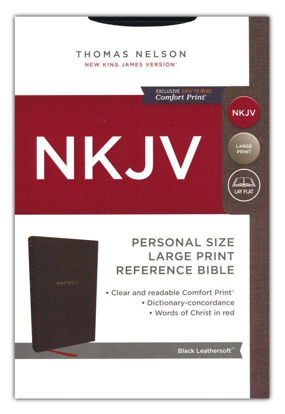 NKJV Personal Size Large Print EoP Ref Bible Black Leathersoft