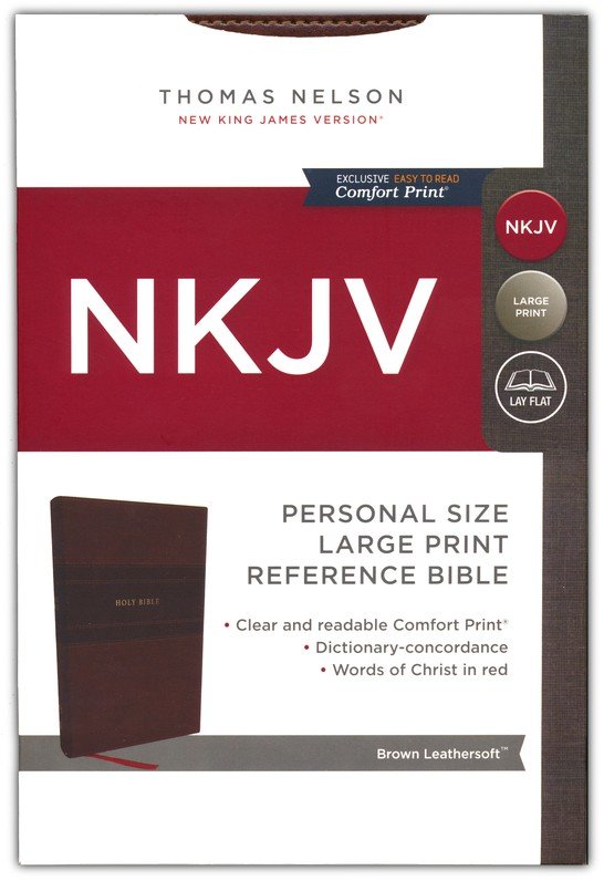 NKJV Personal Size Large Print Ref Bible Brown Leathersoft