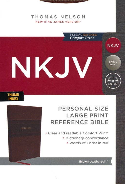 NKJV Personal Size Large Print Reference Bible Brown Leathersoft Indexed
