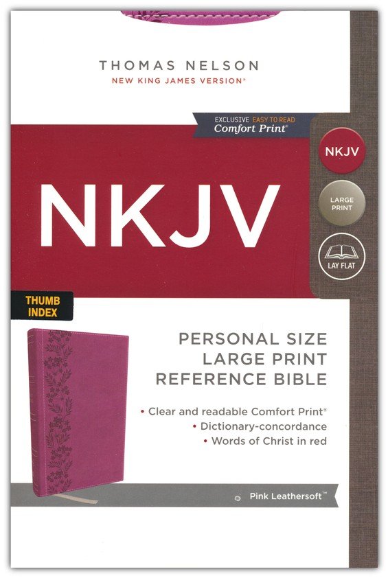 NKJV Personal Size Large Print EoP Reference Bible Pink Leathersoft Indexed