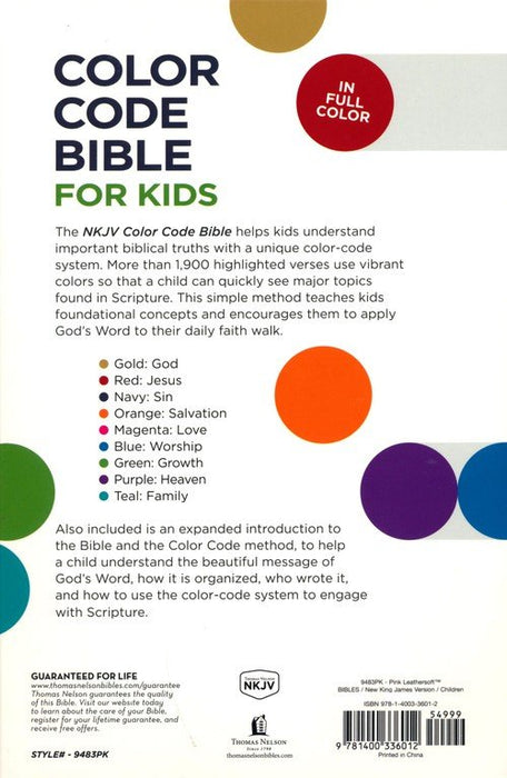 NKJV Color Code Bible for Kids Pink Leathersoft