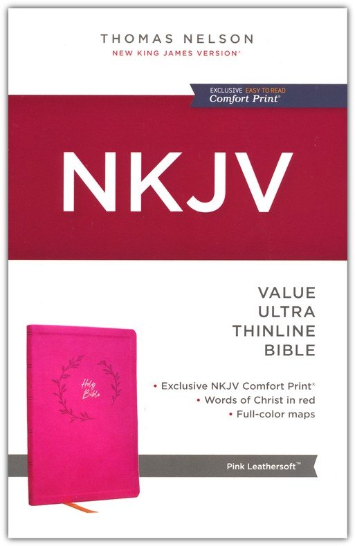 NKJV Value Ultra Thinline Bible Pink Leathersoft