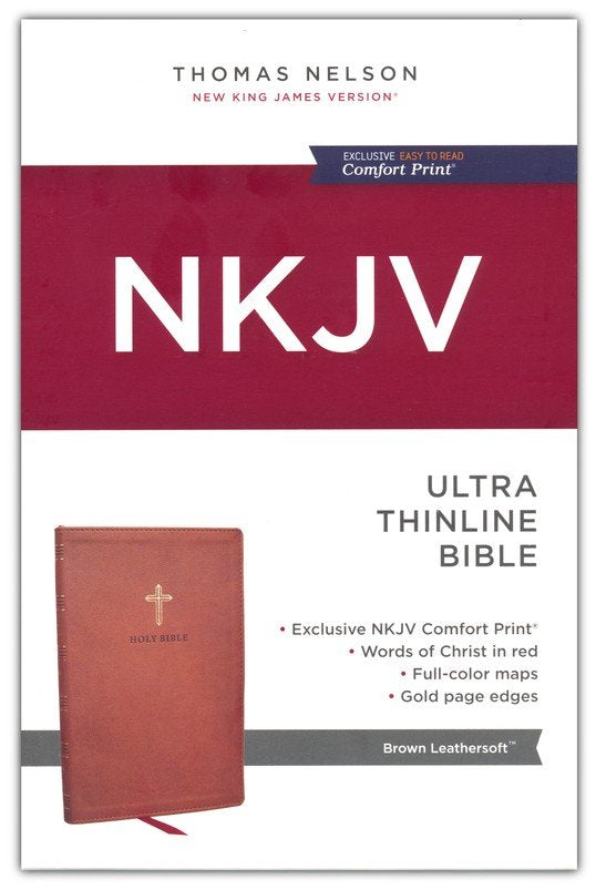 NKJV Ultra Thinline Bible Brown Leathersoft