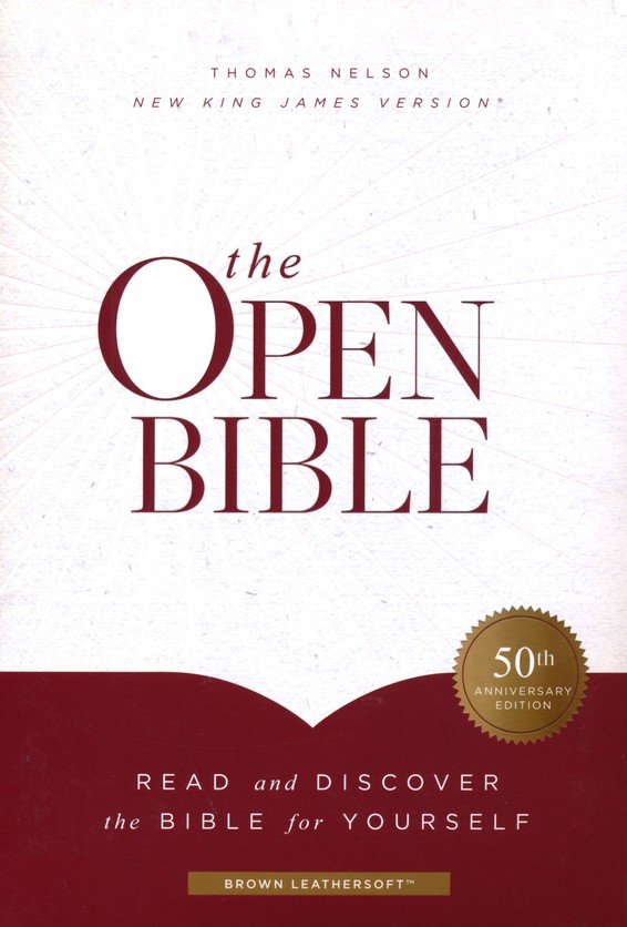 NKJV Open Bible - Brown Leathersoft