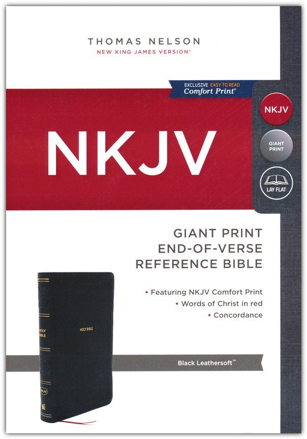 NKJV Giant Print End-of-Verse Reference Bible, Black Leathersoft