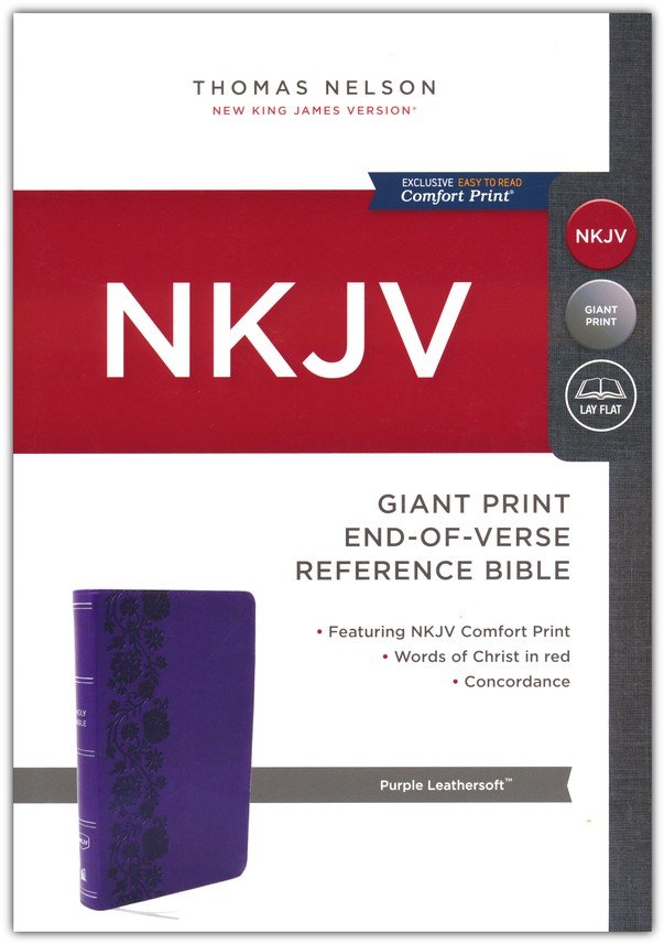 NKJV Giant Print End-of-Verse Reference Bible, Purple Leathersoft — One ...