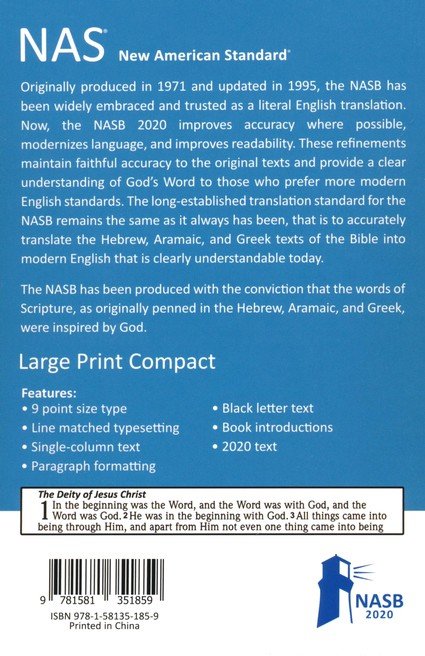 NASB 2020 Large Print Compact Bible Purple Leathertex