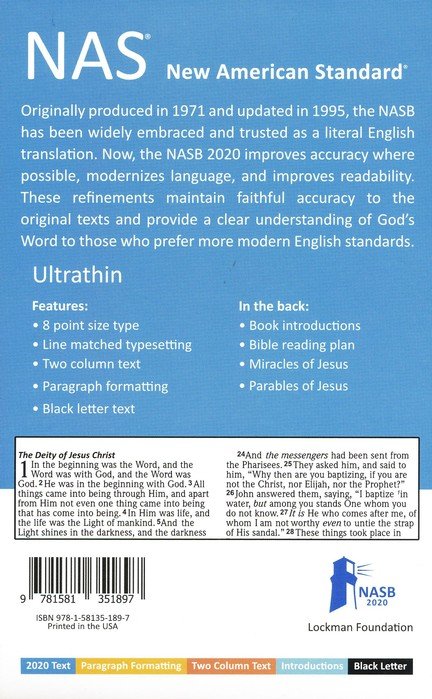NASB 2020 Ultrathin text Bible Brown Imitation (Gift & Award Bible)