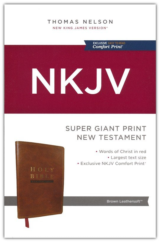 NKJV Super Giant Print New Testament Brown Leathersoft