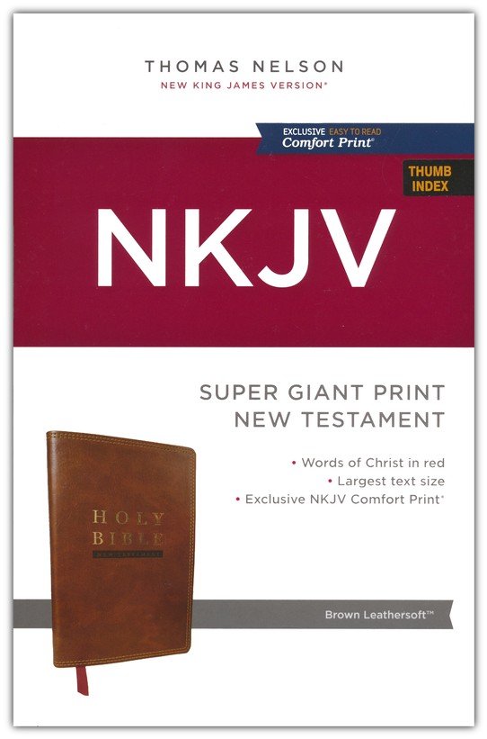 NKJV Super Giant Print New Testament Brown Leathersoft Indexed