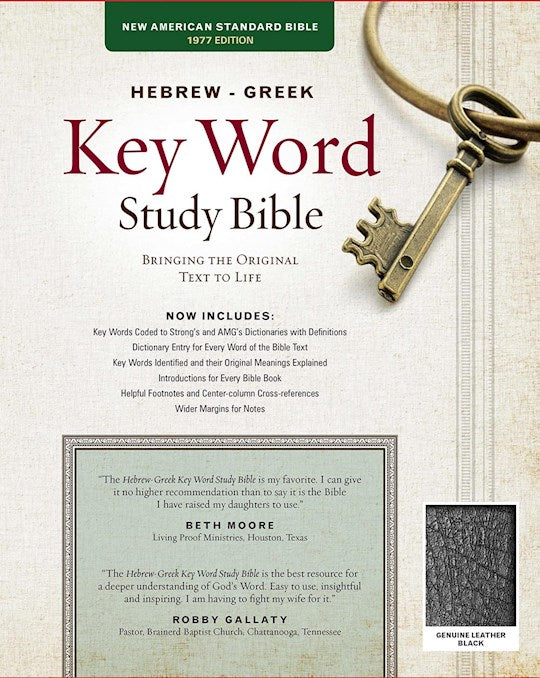 NASB 77 Hebrew-Greek Key Word Bible Black Genuine Leather