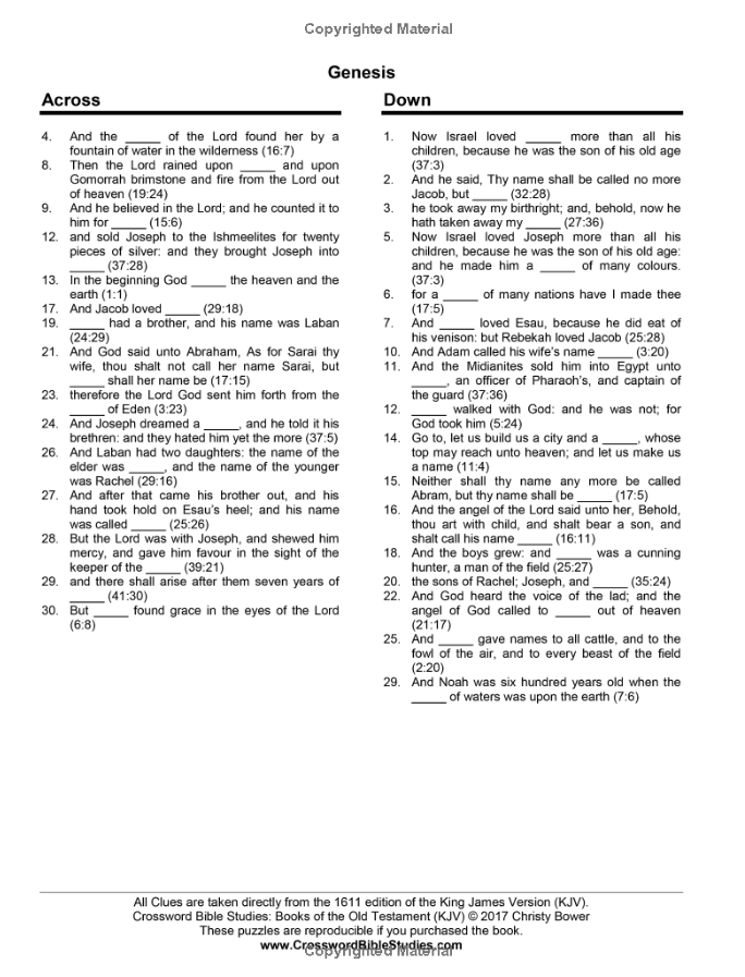 Crossword Bible Studies: Books of the Old Testament KJV