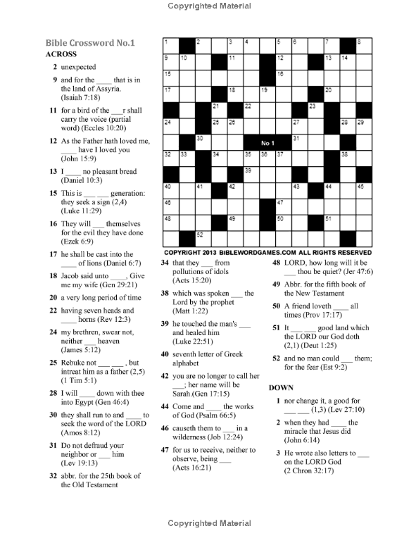 Bible Crossword Puzzles Volume 1