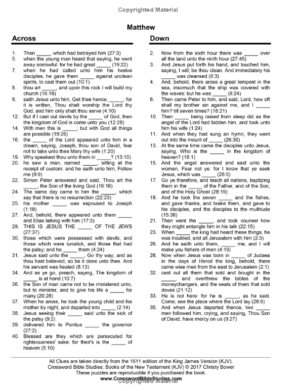 Crossword Bible Studies: Books of the New Testament KJV
