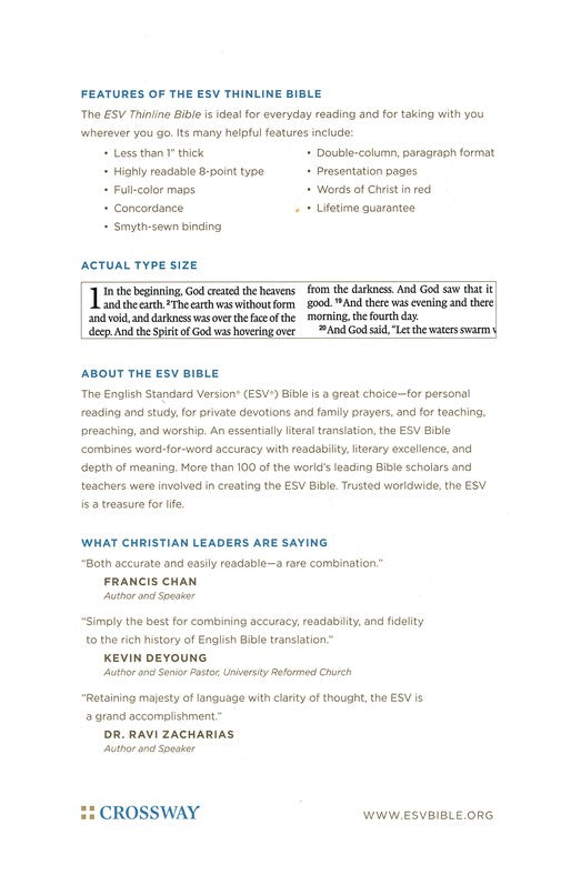 ESV Thinline Bible Black Genuine Leather