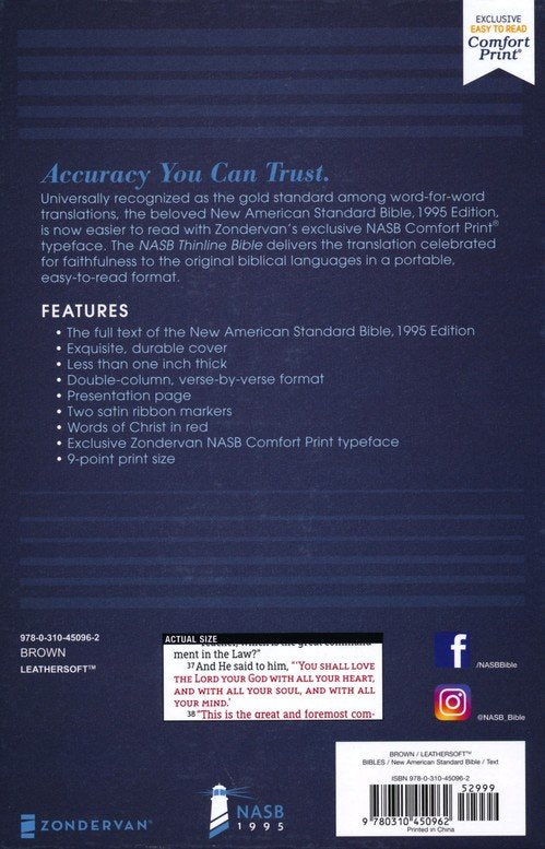 NASB Thinline Bible Brown Leathersoft 1995