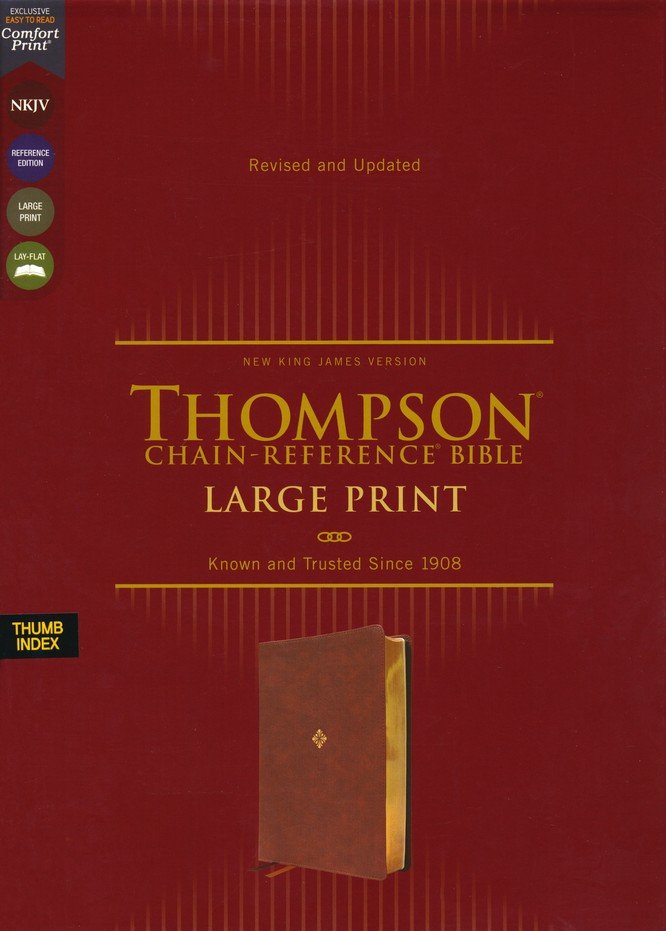 NKJV Thompson Chain Large Print Ref Bible, Brown Leathersoft Indexed