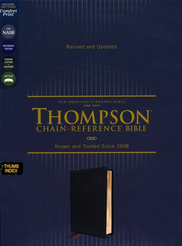 NASB 1995 Thompson Chain Ref Bible Black Genuine Leather Indexed