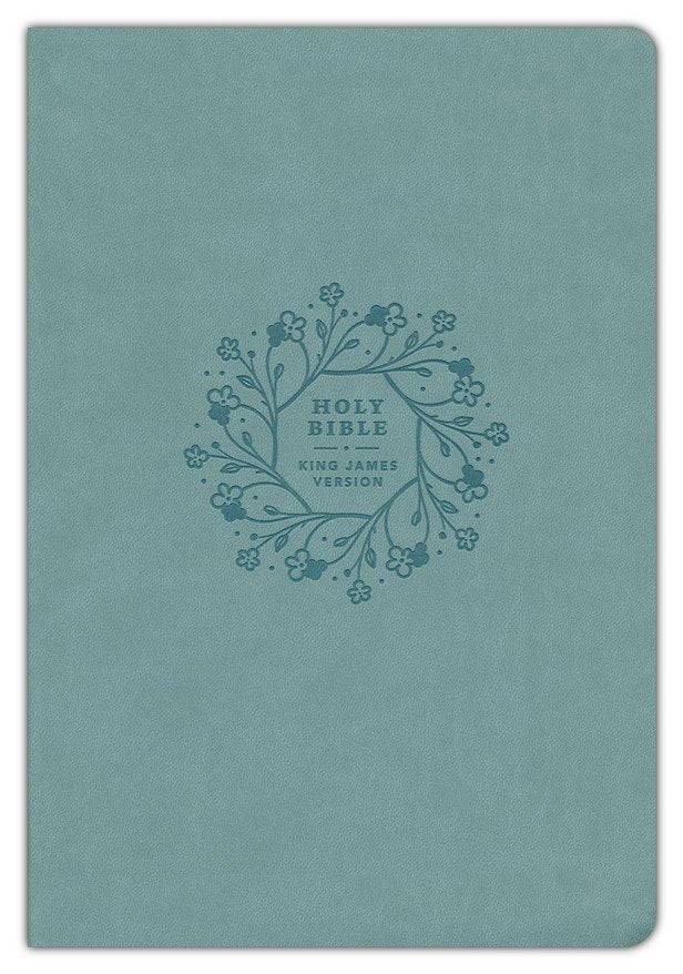KJV Premium Value Thinline Large Print Bible,  Teal Floral Leatherlike