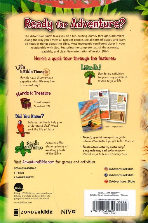 NIV Adventure Bible Full-Color Coral Indexed