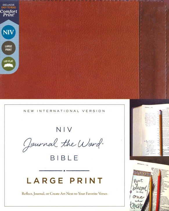 NIV Journal the Word Bible Large Print Brown Leathersoft (top)