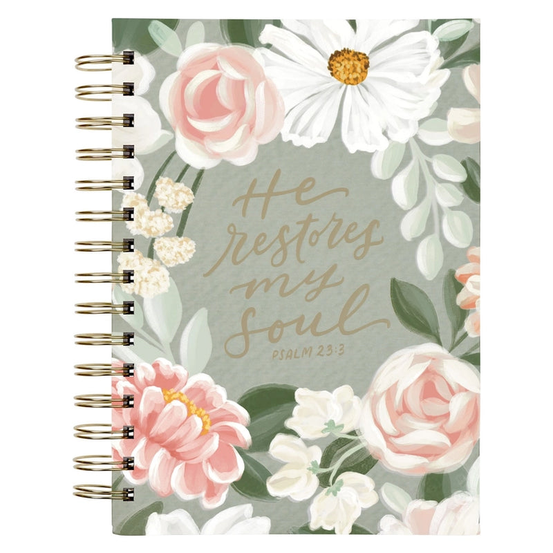 Journal: He Restores My Soul Floral Spiral