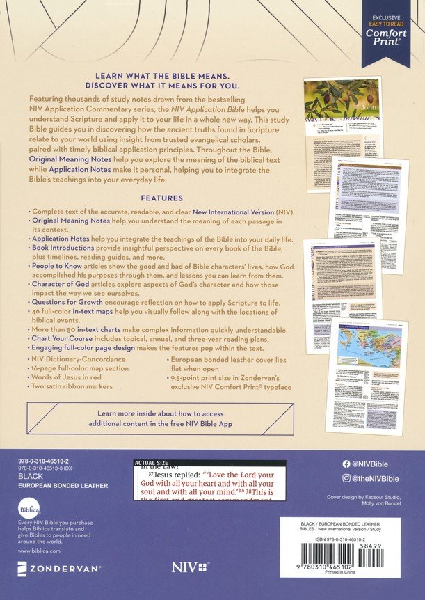 NIV Application Study Bible Black Bonded Leather