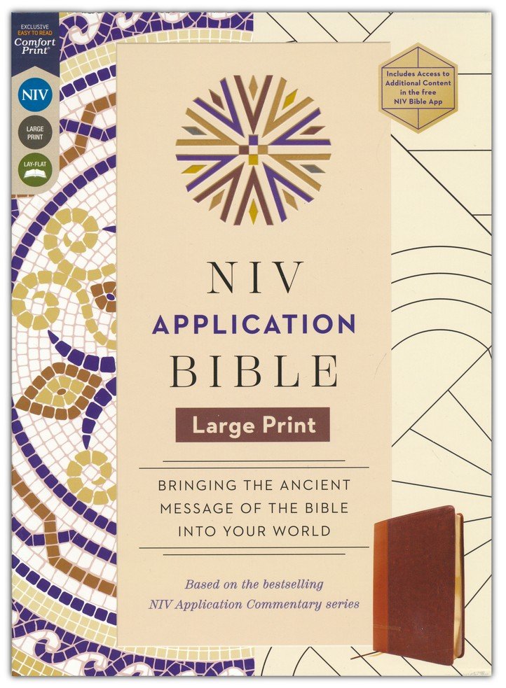NIV Application Bible Large Print Brown Leathersoft