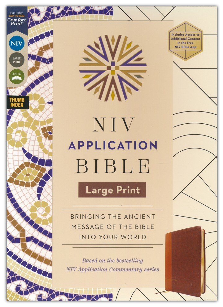NIV Application Bible Large Print Brown Leathersoft, Indexed (top, due 11/14/25)