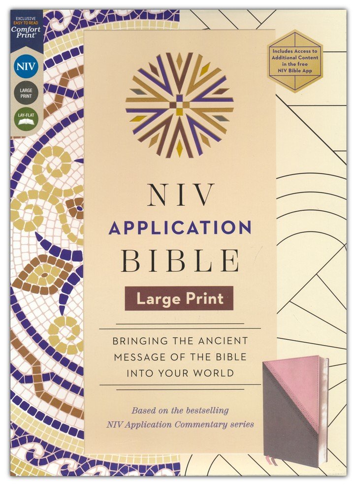 NIV Application Bible Large Print Pink/Gray Leathersoft