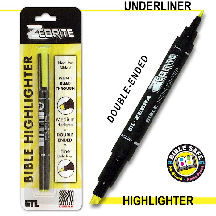 Zebrite Double Ended Highlighter - Yellow