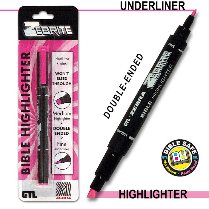 Zebrite Double Ended Highlighter - Pink