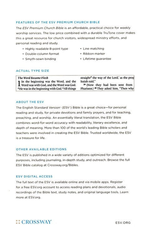 ESV Premium Church Bible Blush Rose TruTone