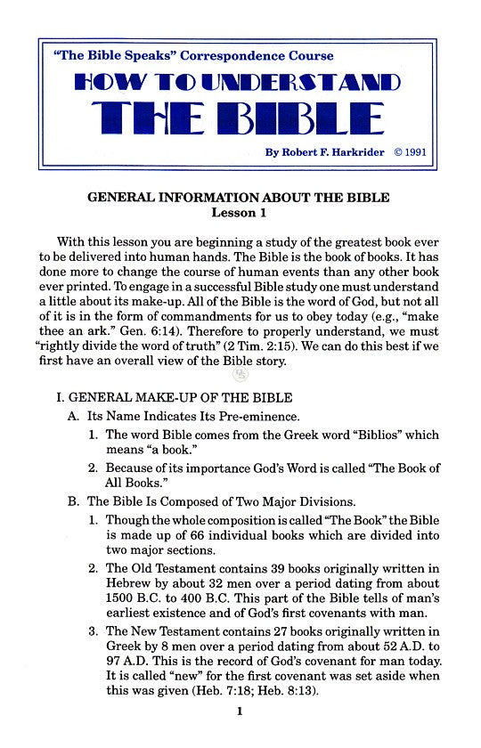 How To Understand the Bible Correspondence Course Set